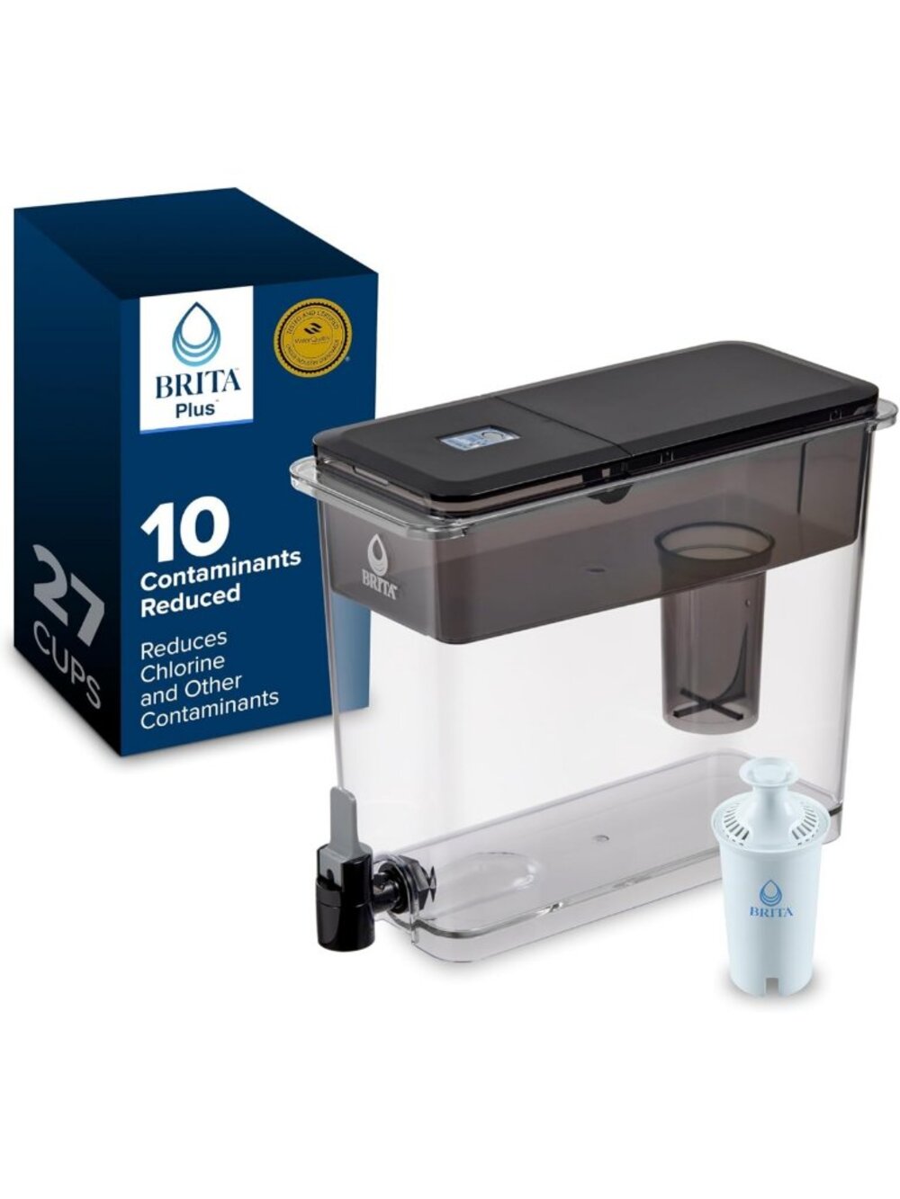 27-Cup Water Filter Pitcher with Plus Filter - Reduces Chlorine, Copper & More!